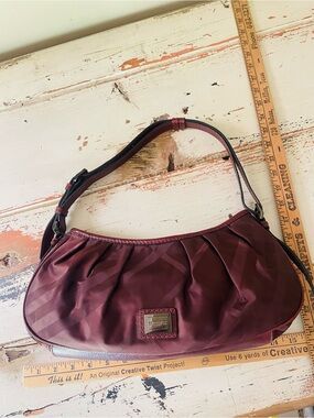Burberry Burgundy check small crescent shoulder bag